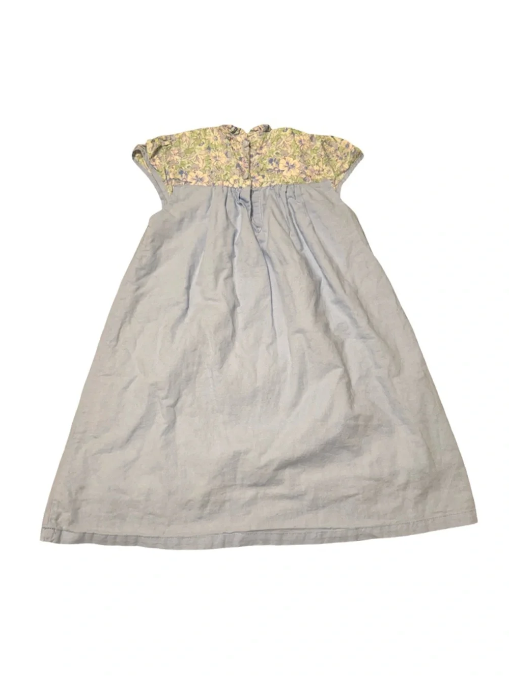Light Blue Floral Yoke Girls Dress